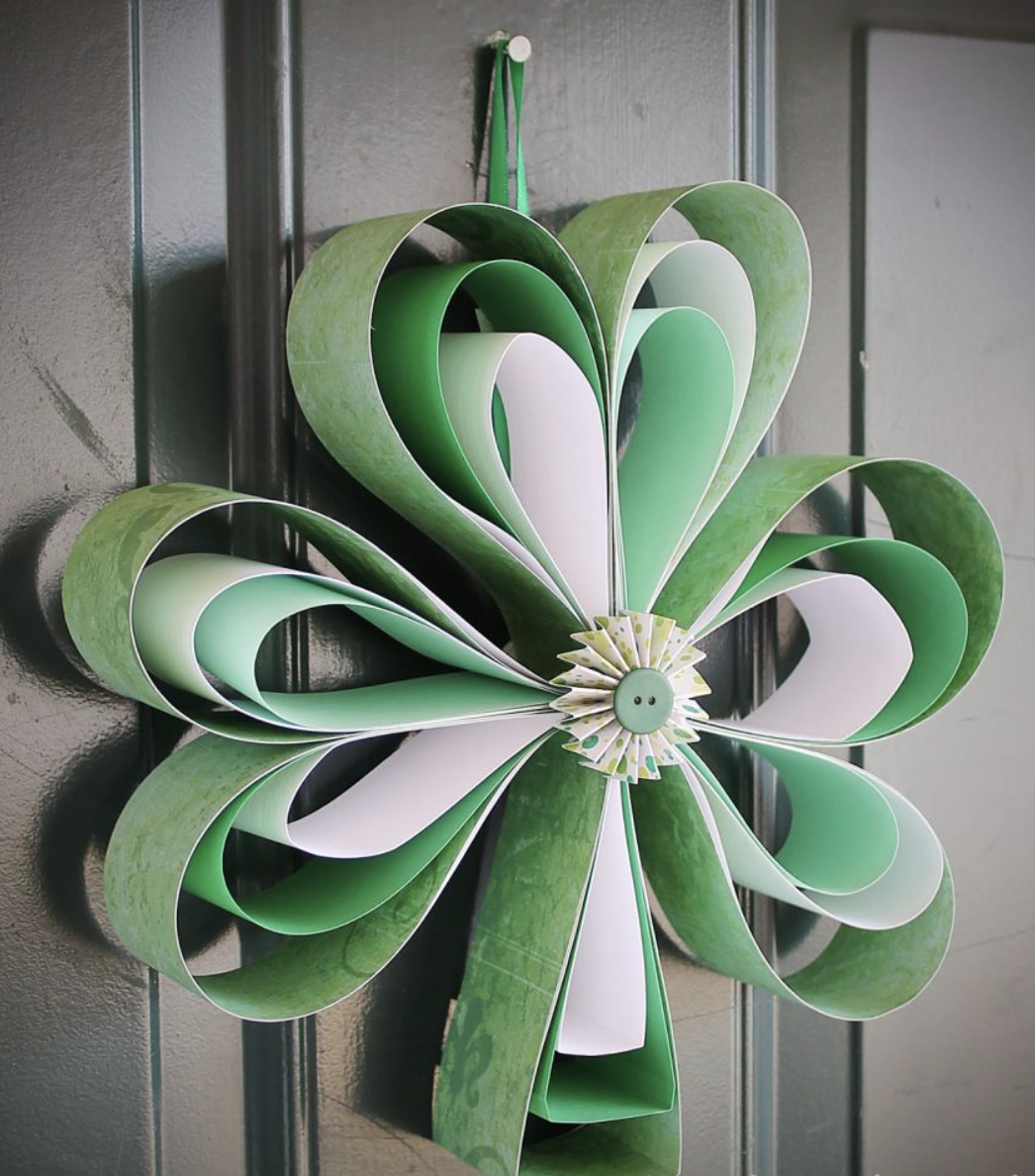 Saint Patrick’s Day Craft: Paper Shamrock Wreath